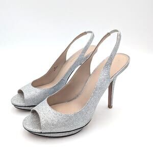 Pelle Moda Rima Metallic Sling Back Pump Women's Silver Size US9M EU40
